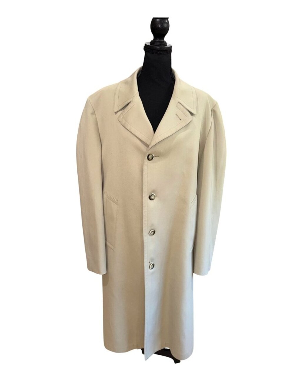 VTG London Fog Beige Long Wool Blend Trench Coat Detachable Liner Men M Preppy